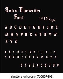 Retro typewriter font - Vintage newspaper font for design - white vector font