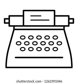 Retro typewriter icon. Outline retro typewriter vector icon for web design isolated on white background