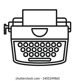 Retro typewriter icon. Outline retro typewriter vector icon for web design isolated on white background