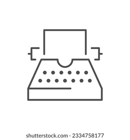 Retro typewriter line outline icon