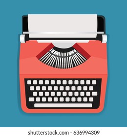 Retro Typewriter Machine Icon Illustration Vector