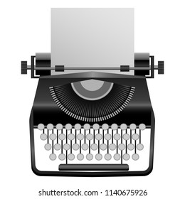 Retro typewriter mockup. Realistic illustration of retro typewriter vector mockup for web design isolated on white background