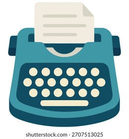 Retro máquina de escribir con papel escribir trabajo creativo de color plano Ilustración vectorial diseño de Plantilla