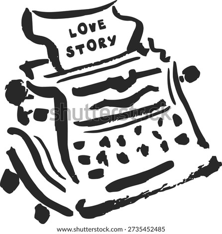 Retro typewriter sketch for wedding guest book idea