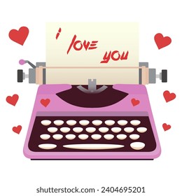 Retro Schreibmaschine mit Text, den ich LIEBE DICH auf weißem Hintergrund. Valen