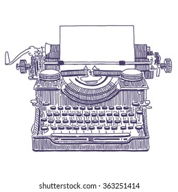 Retro Typewriter Vector Drawing