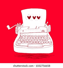 Retro Typewriter, vector illustration.