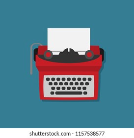 Retro typewriter vector illustration in flat style