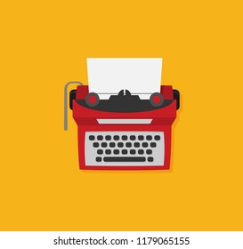 Retro typewriter vector illustration in flat style