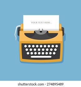 Retro Typewriter Vector Illustration In Flat Style