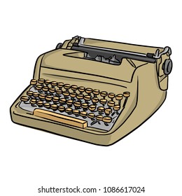retro typewriter vector illustration sketch doodle hand drawn with black lines isolated on white background