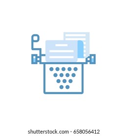 Retro typewriter vector illustration in trendy flat style