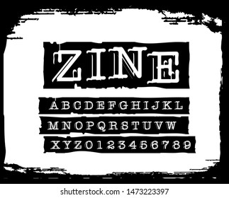Retro Typewriter Zine Font Alphabet collection