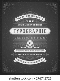 Retro typographic design elements. Template for design invitations, posters and other design.