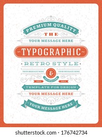 Retro typographic design elements. Template for design invitations, posters and other design.