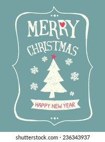 Retro typographic design greeting card for Christmas.