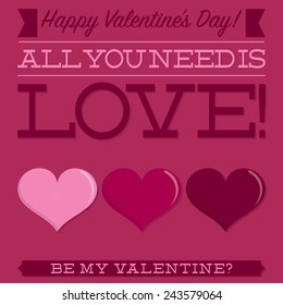 Retro typographic heart card in vector format.