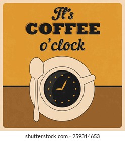 Retro Typographic Poster Design - It's Coffee o'clock