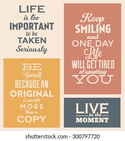 Retro Typographic Poster Design Set - Motivational and  Inspirational Quotes 