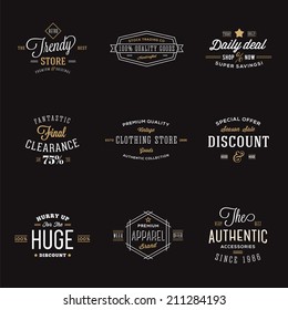 Retro Typography Abstract Vector Discount and Sale Label Set