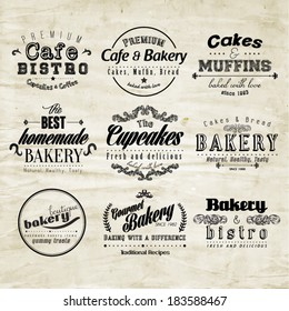 Retro Typography Bakery and Cafe Logo Badge Design