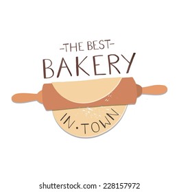 Retro Typography Bakery and Cafe Logo Badge Design and food icons. 