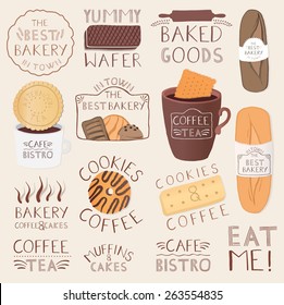 Retro Typography Bakery and Cafe Logo Badge Design