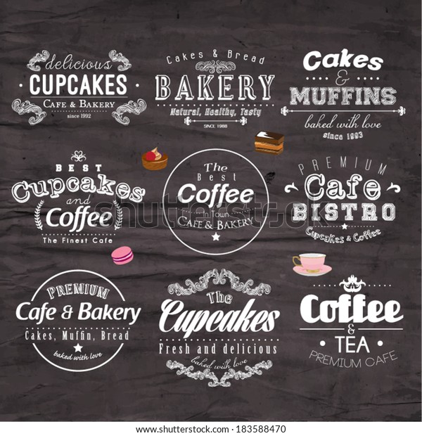 Retro Typography Bakery Cafe Logo Badge Stock Vector (Royalty Free ...