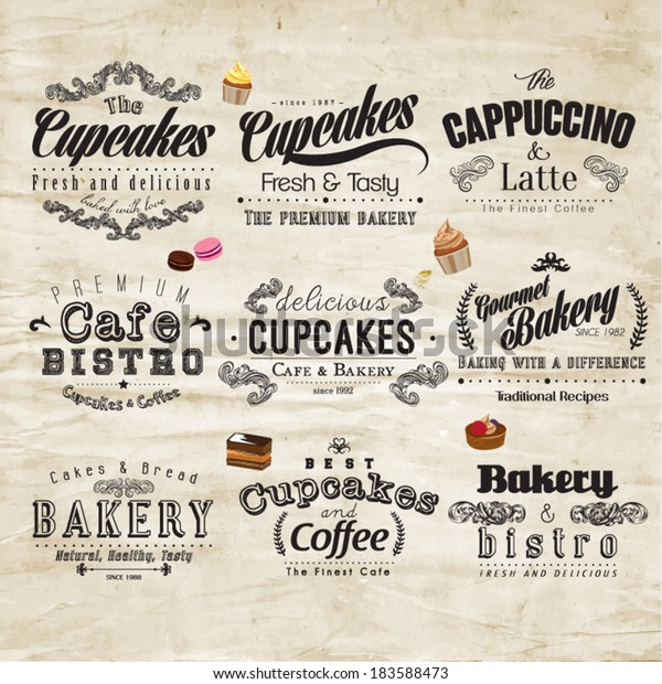 Retro Typography Bakery and Cafe Logo Badge Design