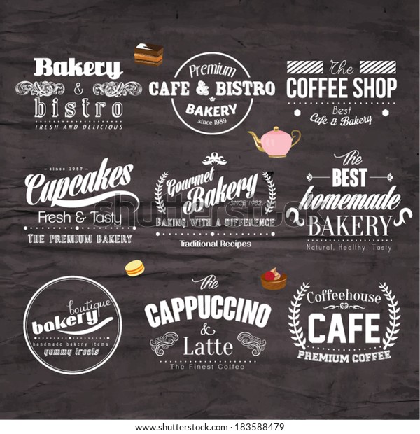 Retro Typography Bakery Cafe Logo Badge Stock Vector (royalty Free 