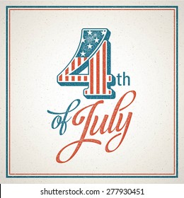 Retro typography card Independence Day. Vector illustration EPS 10.