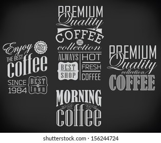 Retro typography, coffee shop, cafe, menu design elements, restaurant elements
, drawing with chalk on blackboard