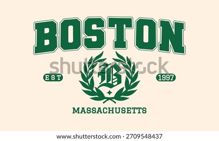 Retro typography college varsity boston print for graphic tee t shirt or sweatshirt - Vector