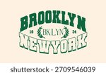 Retro typography college varsity Brooklyn slogan print for graphic tee t shirt or sweatshirt - Vector