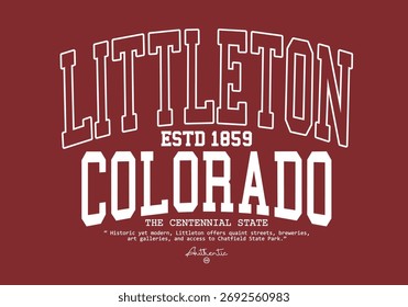 Retro-Typografie College-Varietät State of Colorado-Slogan mit Grunge-Effekt für Jersey, T-Shirt oder Wandkunst-Design - Vektor