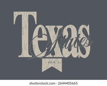 Retro typography college varsity united states of americe state slogan with vintage grunge cracked texture for graphic tee t shirt or sweatshirt hoodie - Vector