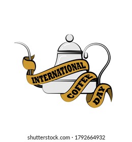 Retro Typografie-Design mit Coffee-Pot Vektorgrafik. gute Vorlage für Kaffeedesign.