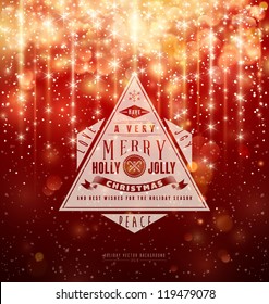 Retro Typography over red Christmas background. Vector Illustration.