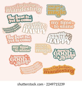 Retro Typography Quote Bundle of 14 for Stickers, T-Shirts Etc