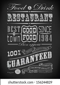 Retro typography, restaurant, coffee shop, cafe, menu design elements