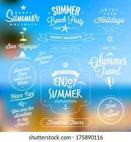 Retro Typography. Summer Travel Labels set. Vector design elements.