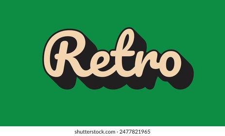 Retro Typography text design and long shadow vector isolate on green background.