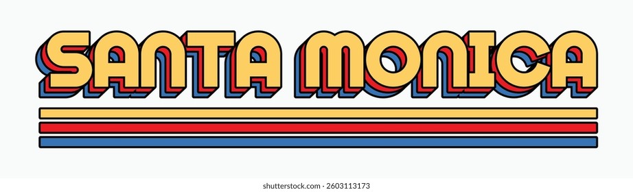 Retro typography united states of america city slogan print with vintage colors stripes for graphic tee t shirt or poster sticker - Vector