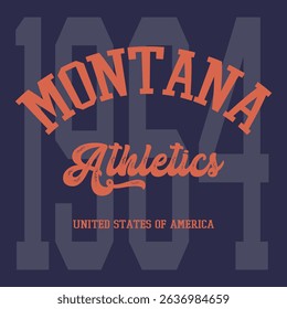 Retro typography university united states state vintage slogan print, 
highlighted grunge texture for graphic t-shirt or sweatshirt hoodie - Vector