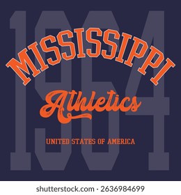 Retro typography university united states state vintage slogan print, 
highlighted grunge texture for graphic t-shirt or sweatshirt hoodie - Vector