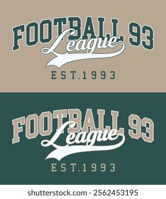 Retro typography varsity college american sporty league athletic vintage slogan print for graphic tee t shirt or sweatshirt hoodie - Vector