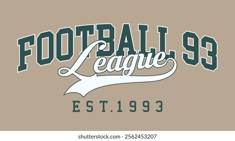 Retro typography varsity college american sporty league athletic vintage slogan print for graphic tee t shirt or sweatshirt hoodie - Vector