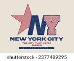 Retro typography varsity college NY New York City United States slogan print for graphic tee t shirt or swaetshirt poster sticker - Vector