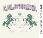 Retro typography varsity college slogan print with retro ranch illustration for graphic tee t shirt or poster - Vector
