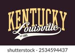 Retro typography varsity college united states of america louisville kentucky state vintage slogan print for graphic tee t shirt or sweatshirt hoodie - Vector